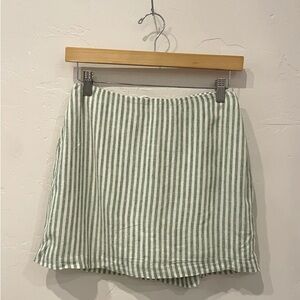 Abercrombie Green & White Stripe Linen Skort
